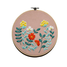 Load image into Gallery viewer, Beginners Flowers in Garden Hand Embroidery Kit 20cm