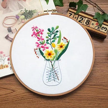 Load image into Gallery viewer, Flower in Vase Hand Embroidery Full Kit 20cm