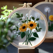 Load image into Gallery viewer, Dandelions on Organza DIY Hand Embroidery Kit 15cm