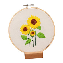 Load image into Gallery viewer, Beginners Sunflowers Hand Embroidery Kit 20cm