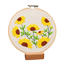 Load image into Gallery viewer, Beginners Sunflowers Hand Embroidery Kit 20cm