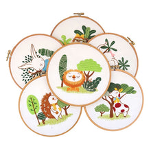 Load image into Gallery viewer, Cute Cartoon Animals Hand Embroidery Kit 20cm