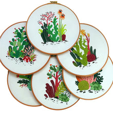 Load image into Gallery viewer, Cactus in Garden DIY Hand Embroidery Kit 20cm