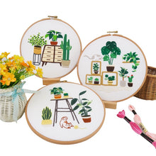 Load image into Gallery viewer, Cat & Plants DIY Hand Embroidery Kit 20cm