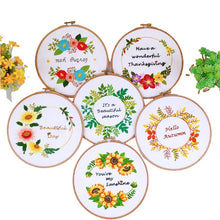Load image into Gallery viewer, Season Greetings Flowers Hand Embroidery Kit 20cm