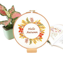 Load image into Gallery viewer, Season Greetings Flowers Hand Embroidery Kit 20cm
