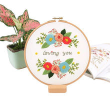 Load image into Gallery viewer, Season Greetings Flowers Hand Embroidery Kit 20cm