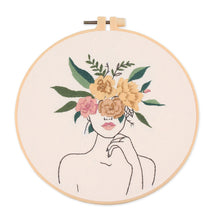 Load image into Gallery viewer, Woman with Flower Morden Hand Embroidery Kit 20cm