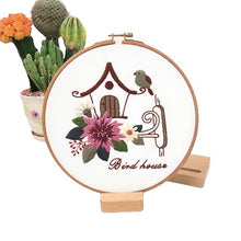 Load image into Gallery viewer, Garden Life Bird House DIY Hand Embroidery Kit 20cm