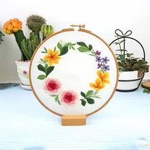 Load image into Gallery viewer, Flower Wreath Hand Embroidery Full Kit 20cm
