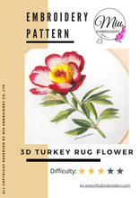 Charger l'image dans la galerie, 3D Turkey Rug Flower PDF Embroidery Pattern + Video Tutorial