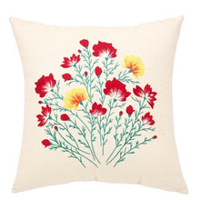 Load image into Gallery viewer, Flower Bouquet Linen Cushion Cover DIY Embroidery Kit