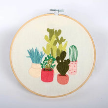 Load image into Gallery viewer, Beginners Green Plants Hand Embroidery Kit 20cm