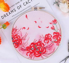 Load image into Gallery viewer, HD Print Spider Lily Hand Embroidery Full Kit 20cm