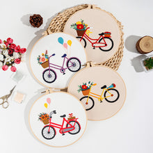 Load image into Gallery viewer, Cute Bicycles Hand Embroidery DIY Kit 20cm