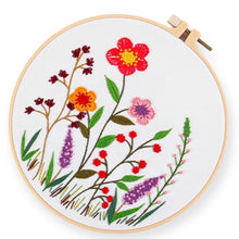 Load image into Gallery viewer, Beginners Wild Flowers Hand Embroidery DIY Kit 20cm