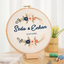 Load image into Gallery viewer, DIY Your Name Floral Hand Embroidery Kit 20cm
