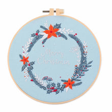 Load image into Gallery viewer, Christmas Wreath DIY Hand Embroidery Kit 20cm