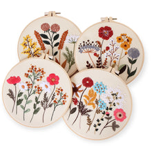 Load image into Gallery viewer, Vintage Wild Flowers Hand Embroidery DIY Kit 20cm