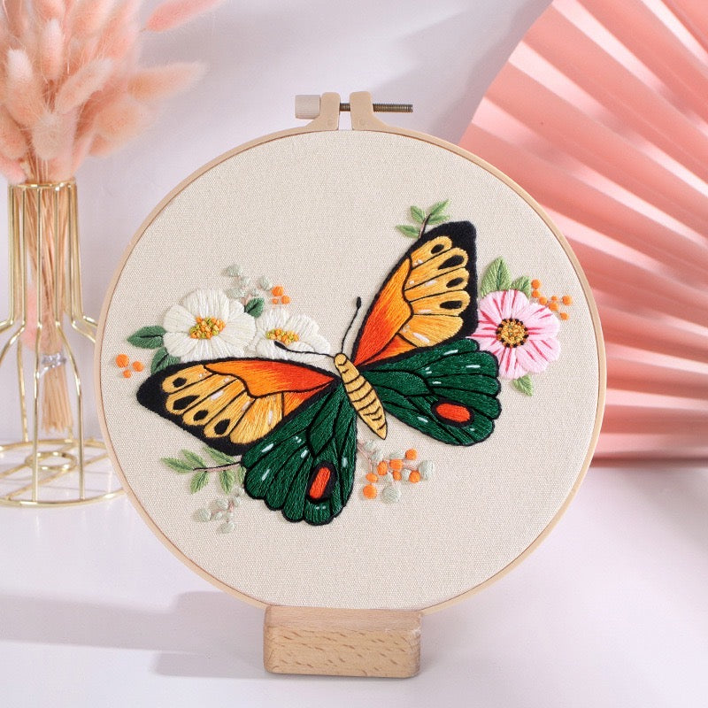 Floral Butterfly 1 Hand Embroidery Kit 20cm – MiuEmbroidery