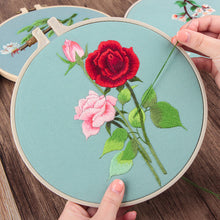 Load image into Gallery viewer, Red Roses Hand Embroidery Kit (Long & Short Stitch)