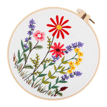 Load image into Gallery viewer, Beginners Wild Flowers Hand Embroidery DIY Kit 20cm