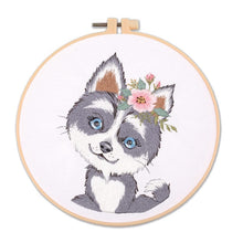 Load image into Gallery viewer, Puppy Pet Portait DIY Hand Embroidery Kit 20cm