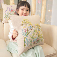 Load image into Gallery viewer, Floral Linen Cushion Cover DIY Embroidery Kit 42cm