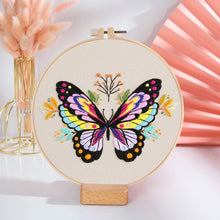 Load image into Gallery viewer, Floral Butterfly 1 Hand Embroidery Kit 20cm