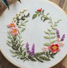 Load image into Gallery viewer, Cute Modern Floral Animal Hand Embroidery Kit 20cm