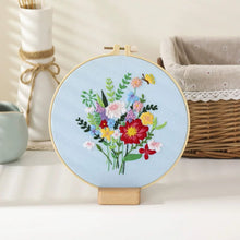 Load image into Gallery viewer, Flower Bouquet Hand Embroidery Kit 8”