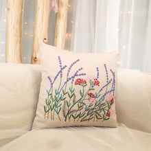 Load image into Gallery viewer, Floral Linen Cushion Cover DIY Embroidery Kit 42cm