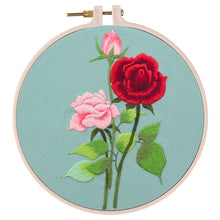 Load image into Gallery viewer, Red Roses Hand Embroidery Kit (Long &amp; Short Stitch)
