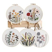 Load image into Gallery viewer, Botanical Wild Flowers Hand Embroidery Kit 20cm