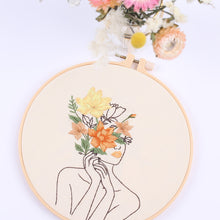 Load image into Gallery viewer, Woman with Flower Morden Hand Embroidery Kit 20cm