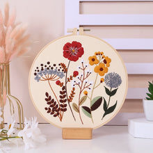 Load image into Gallery viewer, Vintage Wild Flowers Hand Embroidery DIY Kit 20cm
