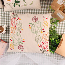 Load image into Gallery viewer, DIY Kit Hand Embroidery Floral Linen Cushion Cover