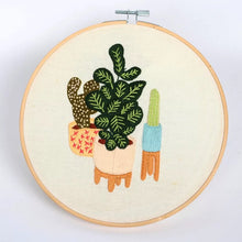 Load image into Gallery viewer, Beginners Green Plants Hand Embroidery Kit 20cm