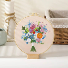 Load image into Gallery viewer, Flower Bouquet Hand Embroidery Kit 8”