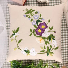 Load image into Gallery viewer, DIY Kit Hand Embroidery Floral Linen Cushion Cover