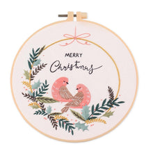 Load image into Gallery viewer, Christmas Wreath DIY Hand Embroidery Kit 20cm