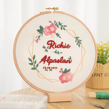 Load image into Gallery viewer, DIY Your Name Floral Hand Embroidery Kit 20cm