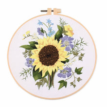 Load image into Gallery viewer, Botanical Flower Bouquet Hand Embroidery Kit 20cm