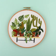 Load image into Gallery viewer, Beginners Green Plants Hand Embroidery Kit 20cm