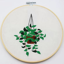 Load image into Gallery viewer, Beginners Green Plants Hand Embroidery Kit 20cm