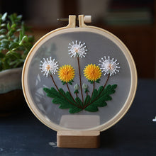 Load image into Gallery viewer, Dandelions on Organza DIY Hand Embroidery Kit 15cm