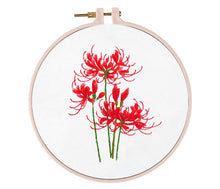 Load image into Gallery viewer, Red Spider Lily Flower Hand Embroidery Full Kit 20cm