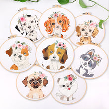 Load image into Gallery viewer, Puppy Pet Portait DIY Hand Embroidery Kit 20cm