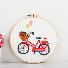 Load image into Gallery viewer, Cute Bicycles Hand Embroidery DIY Kit 20cm