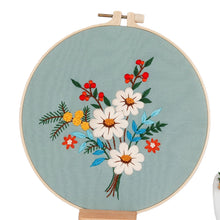 Load image into Gallery viewer, Beginners Flower Bouquet Hand Embroidery DIY Kit 20cm